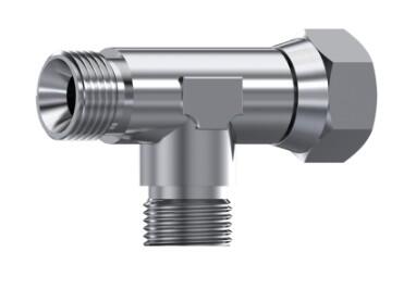 Té mâle-mâle-femelle tournante BSP cône 60° inox 316L