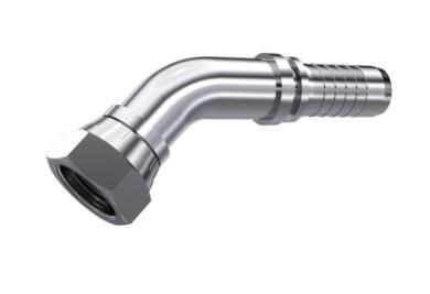 Raccord à sertir coudé 45° femelle tournant BSP cône 60° inox 316L