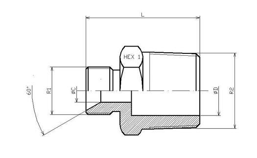 Réduction mâle BSP 60° - mâle BSPT inox 316L – schéma cot
