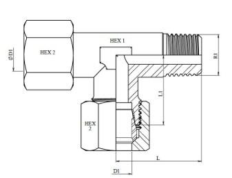 Té mâle gaz latéral DIN 2353 inox 316L – schéma coté