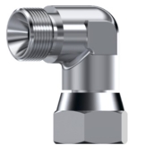 Coude 90° mâle-femelle tournante BSP cône 60° inox 316L