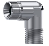 Coude 90° mâle BSP cône 60° - mâle BSPT inox 316L