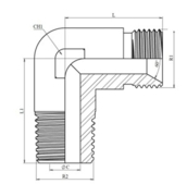 Coude 90° mâle BSP cône 60° - mâle BSPT inox 316L