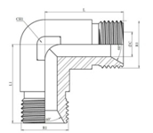 Coude 90° mâle-mâle BSP cône 60° inox 316L