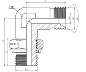 Coude 90° orientable mâle-mâle BSP cône 60° inox 316L