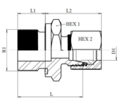 Union simple mâle BSP joint plat DIN 2353 inox 316L